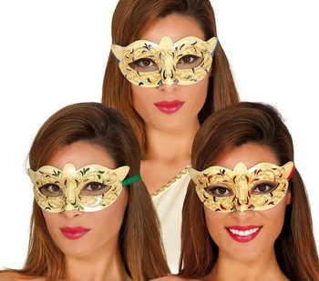 Maska Wenecka Złota Z Ornamentami Kolorowymi Dodatek Do Stroju Halloween - ABC