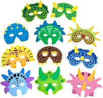 MASKI PIANKOWE DINOZAURY DINOZAUR DLA DZIECI URODZINY NA BAL KARNAWAŁ 11SZT