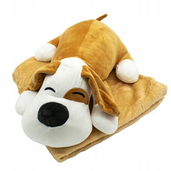 Maskotka Duża Pluszak 3W1 Poduszka Z Kocem Beżowy Piesek Pluszowy Pies Xxl - Inna marka
