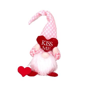 Maskotka Krasnal siedzący "Kiss Me" - różowa pepitka 1szt - inna