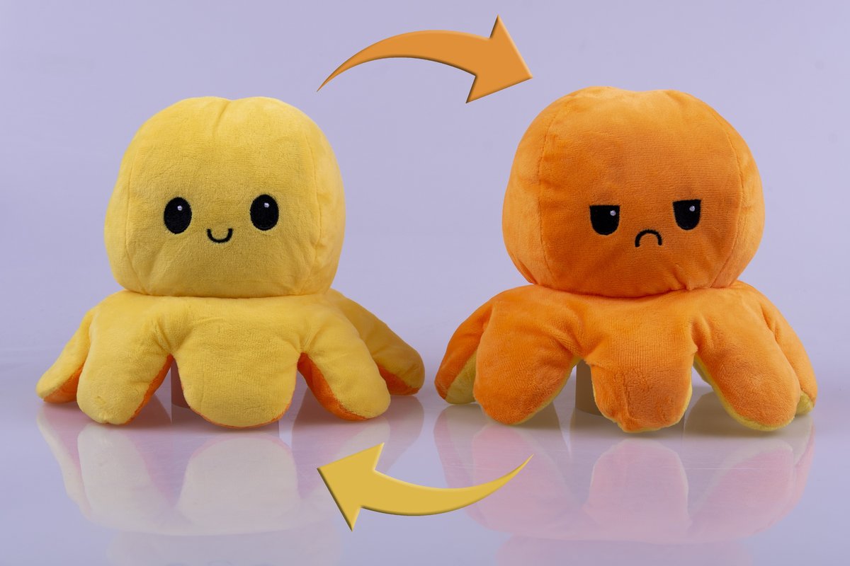 Фото - М'яка іграшка Maskotka ośmiornica dwustronna 30 cm, żółto-pomarańczowa