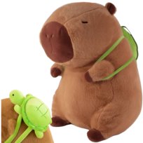 Maskotka Pluszak Kapibara z Zielonym Plecakiem Żółwik 30 cm