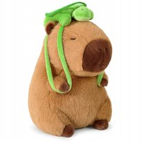 MASKOTKA PLUSZOWA KAPIBARA ZABAWKA Z PLECAKIEM ŻÓŁWIEM 25CM PLUSZAK 2W1