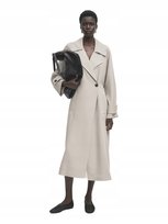 MASSIMO DUTTI BEŻOWY PŁASZCZ KLASYCZNY Z KLAPAMI L 2FTA Massimo Dutti