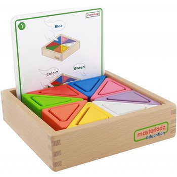 Masterkidz, drewniana gra dla dzieci kolorowe klocki i kubeczki trójkąty masterkidz - Masterkidz