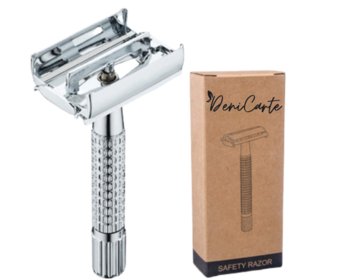 Maszynka Do Golenia Tradycyjna Na Żyletki Golarka Metalowa Motylkowa  - Deni Carte