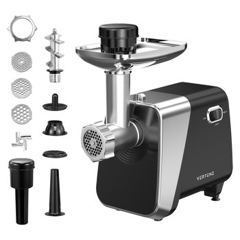 Maszynka do mielenia mięsa Vertenz Dynamic 40, 600W, 3 grubości mielenia, nakładka do kiełbas i kebbe, tryb biegu wstecznego, schowek na akcesoria, Srebrna - Vertenz