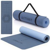 Mata do ćwiczeń antypoślizgowa Actiget 183x61 cm TPU do jogi, fitness z uchwytem niebieska