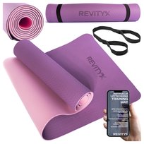 MATA DO ĆWICZEŃ FITNESS/JOGA /REVITY/ ANTYPOŚLIZGOWA FIOLETOWA PLAN TRENINGOWY