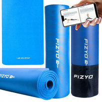 Mata do Ćwiczeń Jogi Pilatesu Gimnastyczna FIZYO Antypoślizgowa Karimata Fitness Wtrzymała NBR NIEBIESKA 183x61 cm Gruba na 1 cm