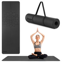 Mata do jogi i ćwiczeń HyperMotion Lotos TPE 6 mm z paskiem – 183 × 61 cm – czarna HYPERMOTION