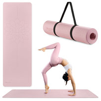 Mata do jogi i ćwiczeń HyperMotion Lotos TPE 6 mm z paskiem - 183 x 61 cm - różowa HYPERMOTION