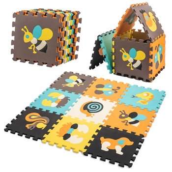 Mata edukacyjna piankowa puzzle zwierzątka kolorowa 85x85x1cm 9 elementów  kolorowa folia - ikonka