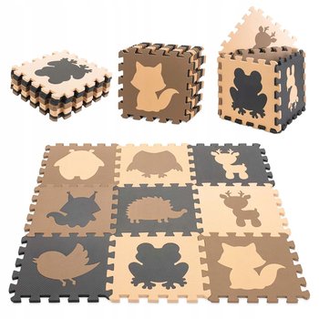 Mata Edukacyjna Piankowe Puzzle 85x85 cm 9 elementów Brązowe - Bemi