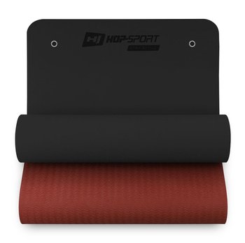Mata fitness TPE 0,8cm czarno/czerwona z otworami - Hop-Sport