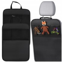 Mata ochronna na tył siedzenia czarna do auta z kieszenią w siatkę 2 sztuki