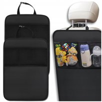 Mata ochronna na tył siedzenia do auta z kieszenią w siatkę czarna 2 sztuki