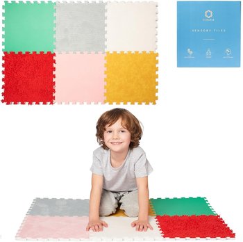 Mata sensoryczna Puzzle Montessori RÓŻNE TEKSTURY 30x30 cm - 6 sztuk - Odoxia
