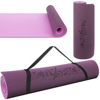 Mata TPE do ćwiczeń fitness jogi karimata - pink/violet - 0,6cm