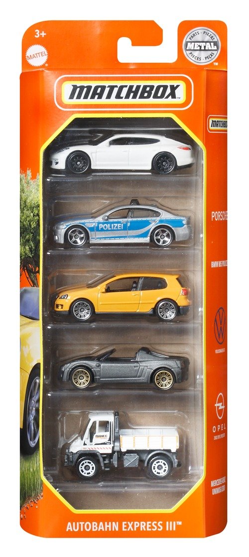 Matchbox, zestaw samochodzików, Autobahn Express III, 5pak Matchbox