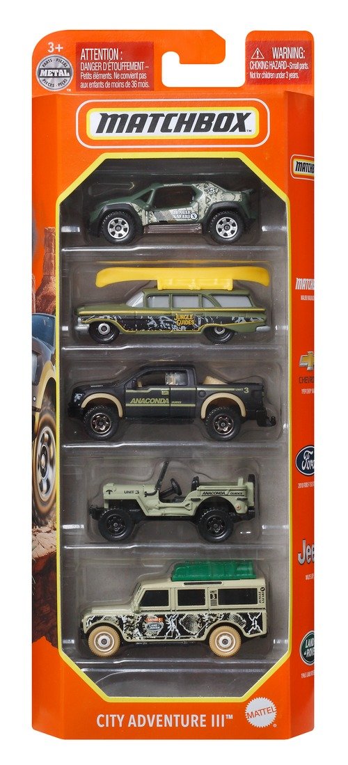 Matchbox, zestaw samochodzików, City Adventure III, 5pak Matchbox