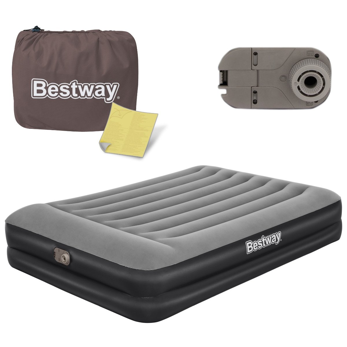 Materac dmuchany Air Bed Komfort z kompresorem Bestway 67403 203x152x46 cm