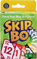 Mattel Skip-Bo Gra karciana na wieczór gier, towarzyska, imprezowa i rodzinna gra dla dzieci i dorosłych, karty dla osób z trudnościami w rozpoznawaniu barw, 2–6 graczy w wieku od 7 lat, JMM20 Mattel