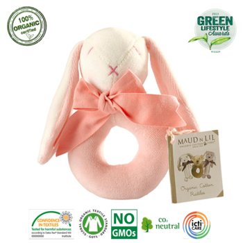 Maud N Lil, grzechotka Organiczna Rose the Bunny Ring Rattle  - Maud N Lil