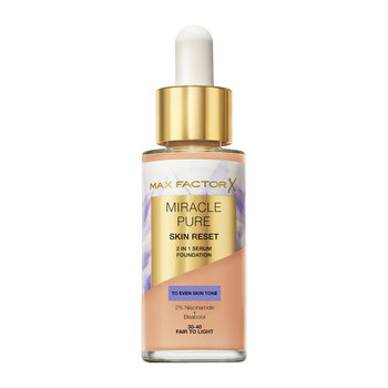 Max Factor Miracle Pure 2 w 1 Skin Reset pielęgnujący podkład z serum o wegańskiej formule, wzbogacony o niacynamid i bisabolol nr 30-40 Fair to Light, 30 ml - Max Factor
