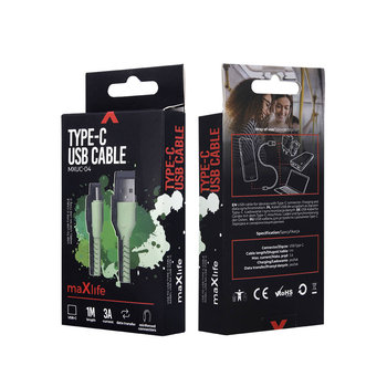 Maxlife kabel MXUC-04 USB - USB-C 1,0 m 3A zielony - TelForceOne