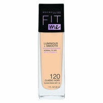 Maybelline, Fit Me Luminous + Smooth Foundation, Rozświetlający podkład do twarzy 120 Classic Ivory, SPF 18, 30 ml