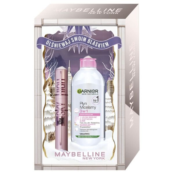 Empik Maybelline Zestaw Lash Sensational Sky High wydłużający tusz do rzęs Black 7.2ml + Garnier płyn micelarny 3w1 400ml