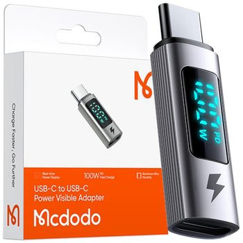 MCDODO ADAPTER PRZEJŚCIÓWKA USB-C USB TYP C SZYBKIE ŁADOWANIE 100W MIERNIK - Mcdodo