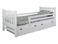 MEBLE DOKTÓR Łóżko 90x200 młodzieżowe Tina drewniane z szufladami, kolor biały