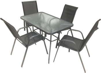 Meble ogrodowe zestaw na balkon taras MAJORKA stół 120x70 + 4x krzesło SZARY - Kontrast