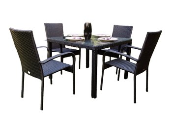 Meble stołowe z czarnego technorattanu ECCELENTE - Bello Giardino