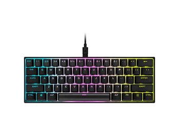 Mechaniczna klawiatura do gier Corsair K65 RGB Mini 60% - Poliwęglanowe nakładki na klawisze - Przełączniki klawiszy Cherry MX Red - Kompatybilna z iCUE - Układ QWERTY ES - Czarny - The Game Bakers