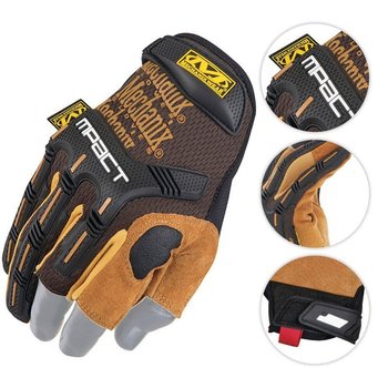 Mechanix Wear Rękawice Leather M-Pact Framer Czarne-Coyote-M