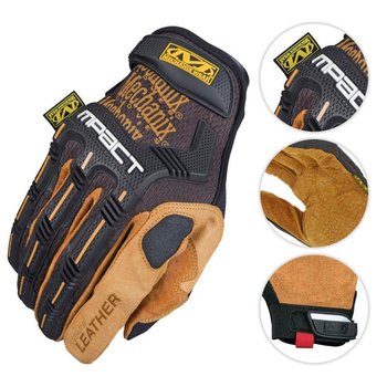 Mechanix Wear Rękawice M-Pact Leather Czarne-Coyote - S - Mechanix Wear