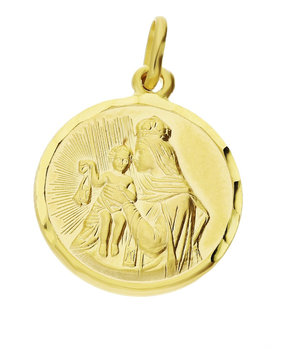 Medalik złoty Szkaplerz koło grawerowane CB M-0500 próba 585 - Sezam