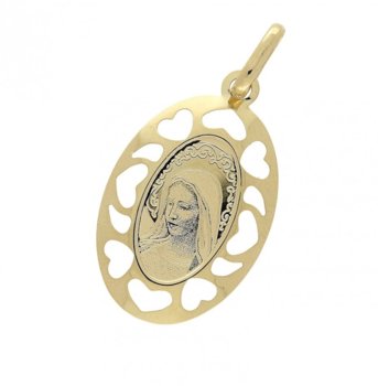 Medalik złoty z wizerunkiem Matki Boskiej Fatimskiej nr OS 204-IP82-40 laser próba 585 - Sezam