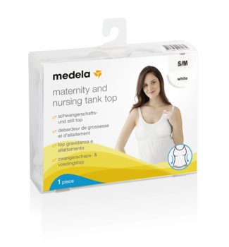 Medela, Tank Top dla kobiet w ciąży i karmiących piersią, rozmiar S/M, Biały - Medela