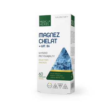 Medica Herbs Magnez chelat + Witamina B6 - Suplement diety, 60 kapsułek - Medica Herbs