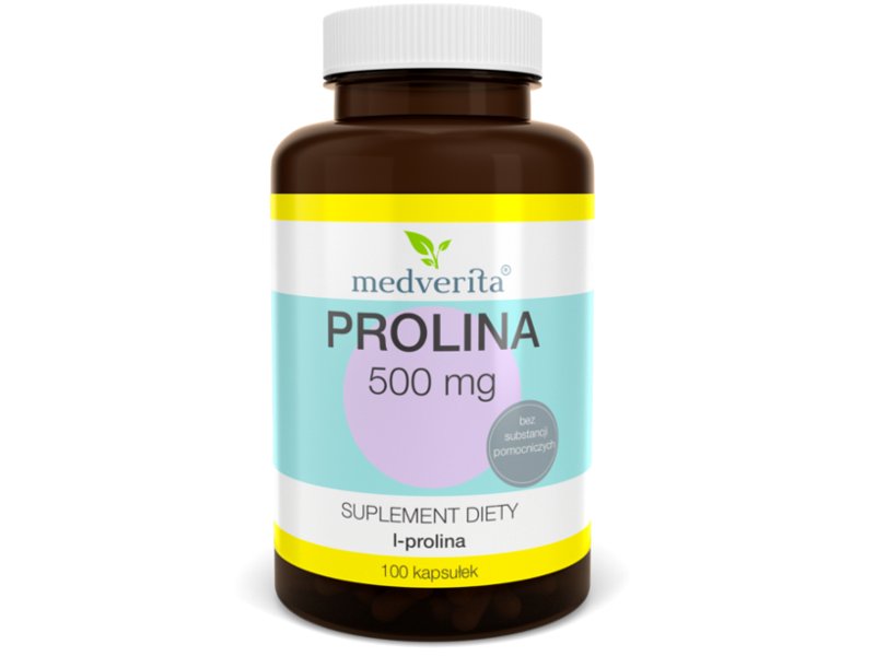 Фото - Вітаміни й мінерали Medverita, Prolina, 500 mg, Suplement diety, 100 kaps.