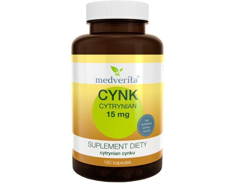 Фото - Вітаміни й мінерали Kaps Optik Medverita, Suplement diety, Cynk Cytrynian 15 mg, 90 kapsułek 