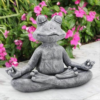Medytująca figura ogrodowa żaby, dekoracja zewnętrzna, figura Buddy żaby, rzeźba ogrodowa do jogi zen, prezent dla rodziny, 32,5 cm