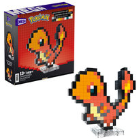 MEGA Klocki Pokémon Pixel Charmander, Figurka do zbudowania, dla dzieci 13+, fanów i kolekcjonerów HTH76