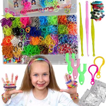 Mega zestaw gumki do robienia bransoletek duży 2500szt na prezent diy - Lewer