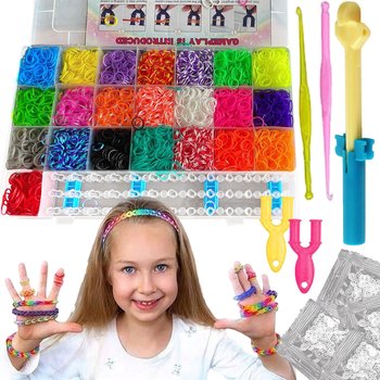 Mega zestaw gumki do robienia bransoletek duży xl 6800 szt na prezent diy - Lewer