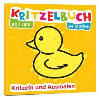 Mein erstes Kritzelbuch ab 1 Jahr: über 94 große Motive - für Jungs und Mädchen - Ausmalbuch - Ausmalen und kritzeln mit Spielzeug, Tiere, Fahrzeuge, Obst, Gegenstände und vieles mehr